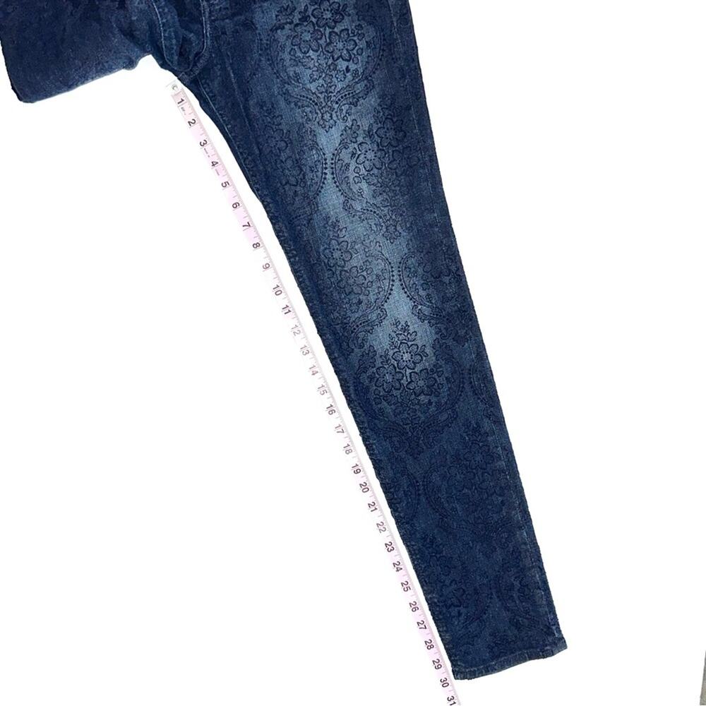 Hollister Floral Pattern Velvet Flocked Denim Skinny Jeans Size 9R - Picture 12 of 14